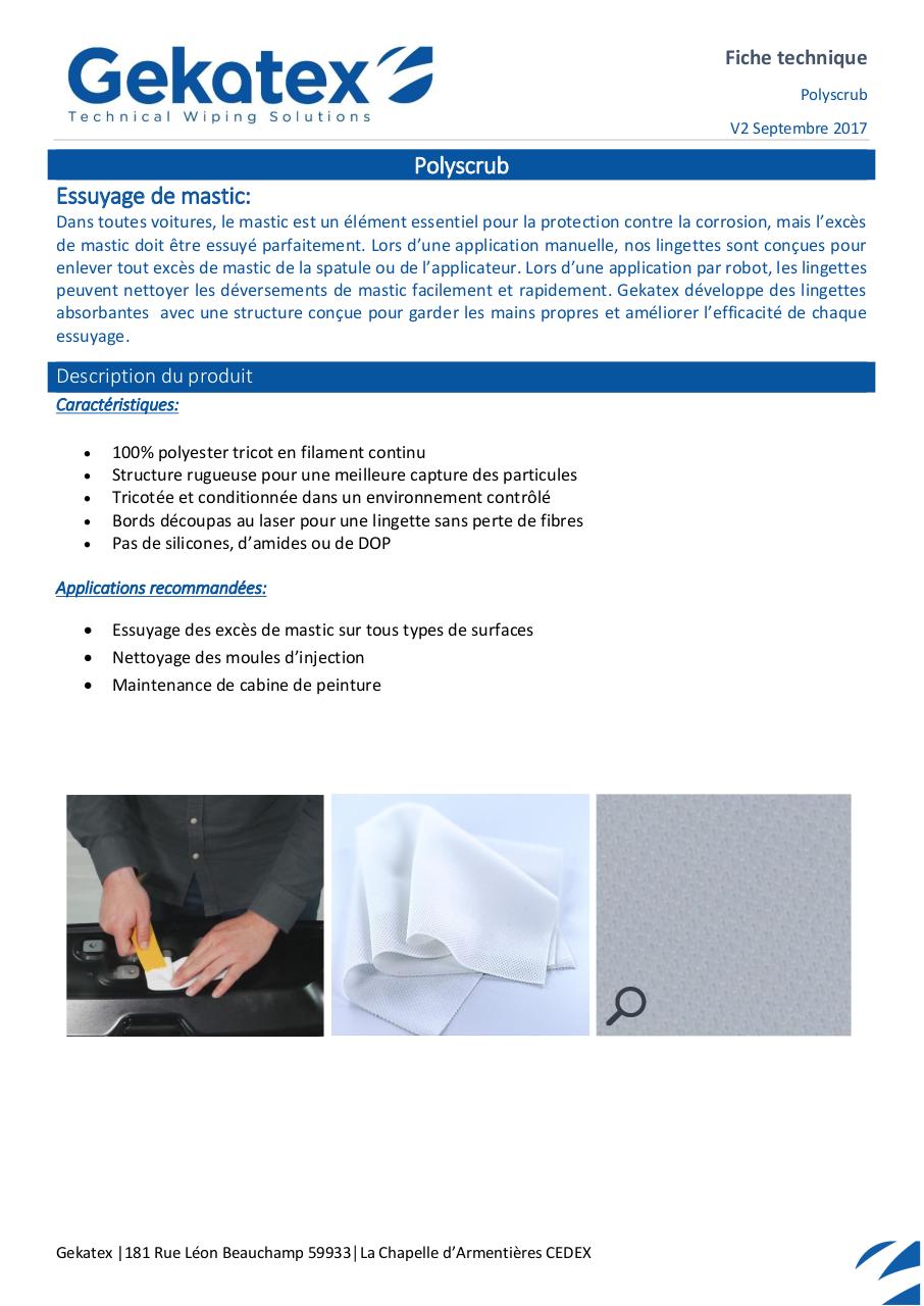 Aperçu du document FT - WB00000018 - Lingette seche - POLYSCRUB.pdf - page 1/2 FT - WB00000018 - Lingette seche - POLYSCRUB.pdf - page 1/2