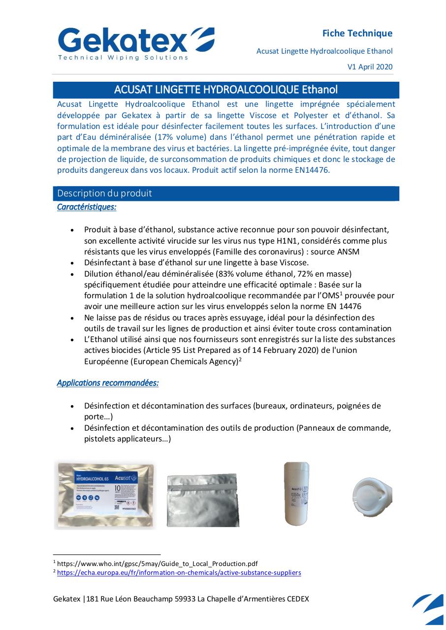 Aperçu du document FT - WS00003557 - Acusat HydroEthanol.pdf - page 1/3 FT - WS00003557 - Acusat HydroEthanol.pdf - page 1/3