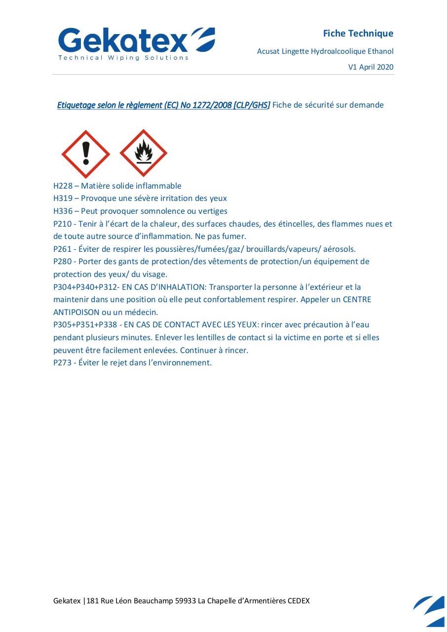 Aperçu du document FT - WS00003557 - Acusat HydroEthanol.pdf - page 2/3 FT - WS00003557 - Acusat HydroEthanol.pdf - page 2/3