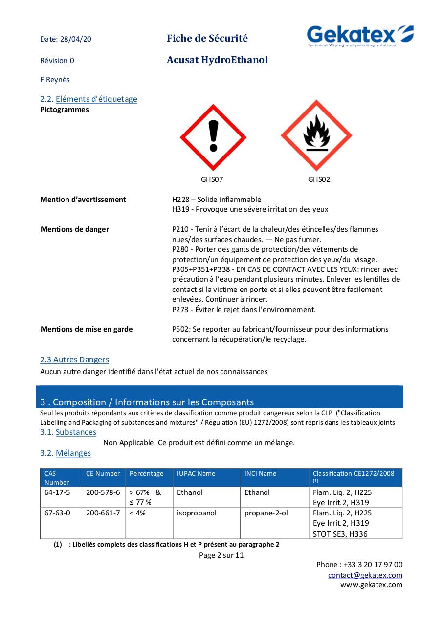 MSDS - WS00003557 - Acusat HydroEthanol.pdf - page 2/11