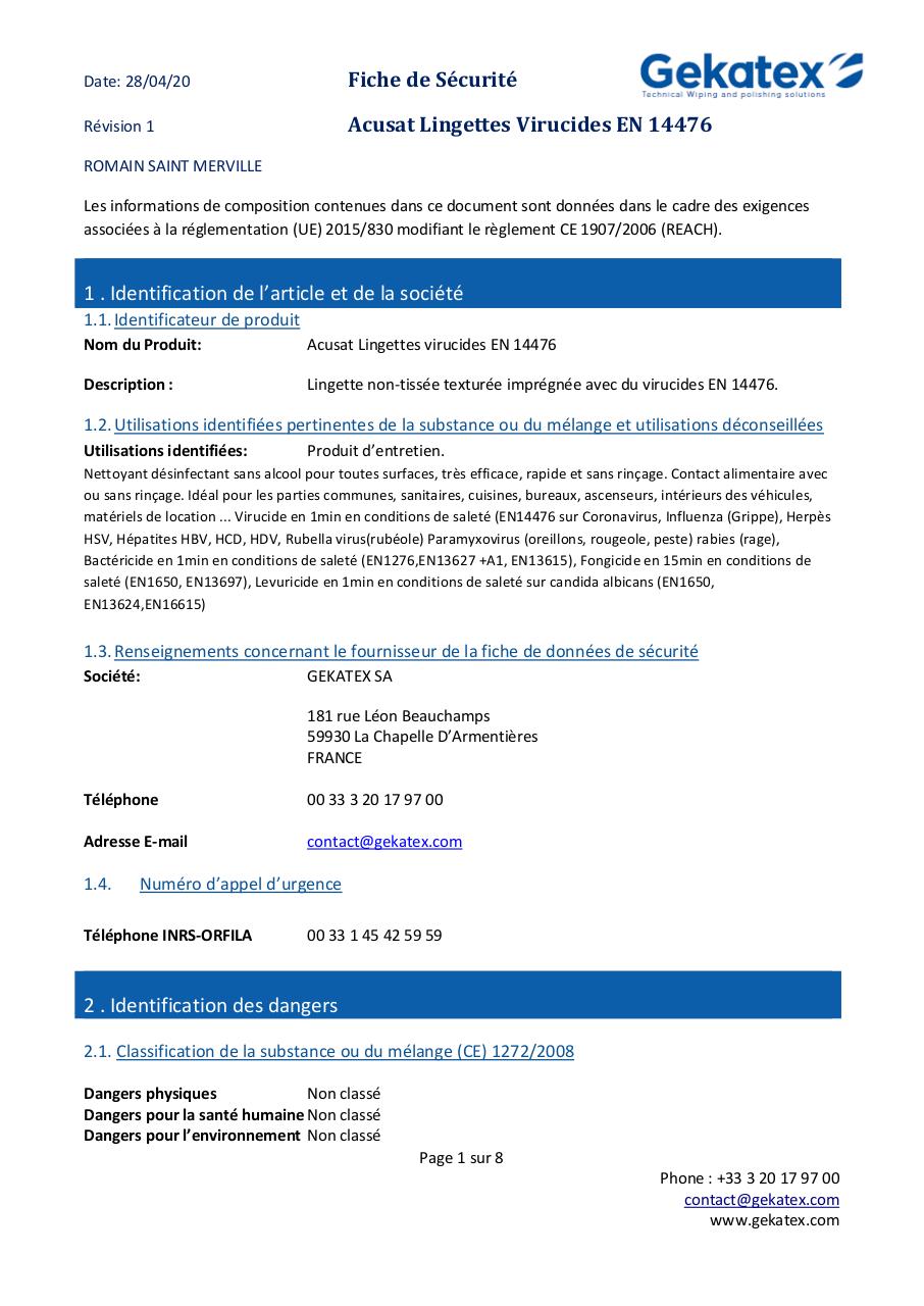 MSDS - WS00003629 - Acusat AQ Safe.pdf - page 1/8