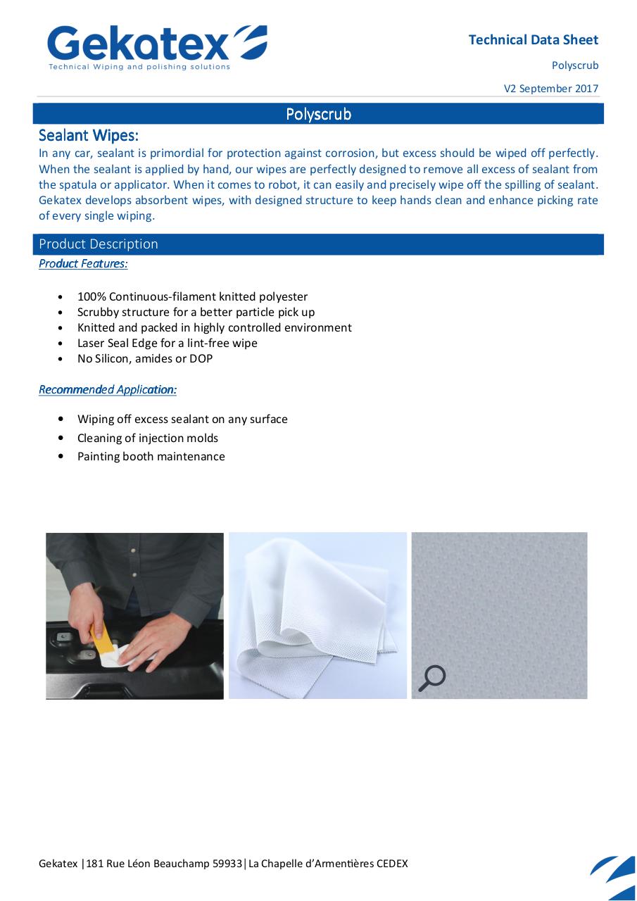 TDS - WB00000018 - Dry wipes - POLYSCRUB.pdf - page 1/2