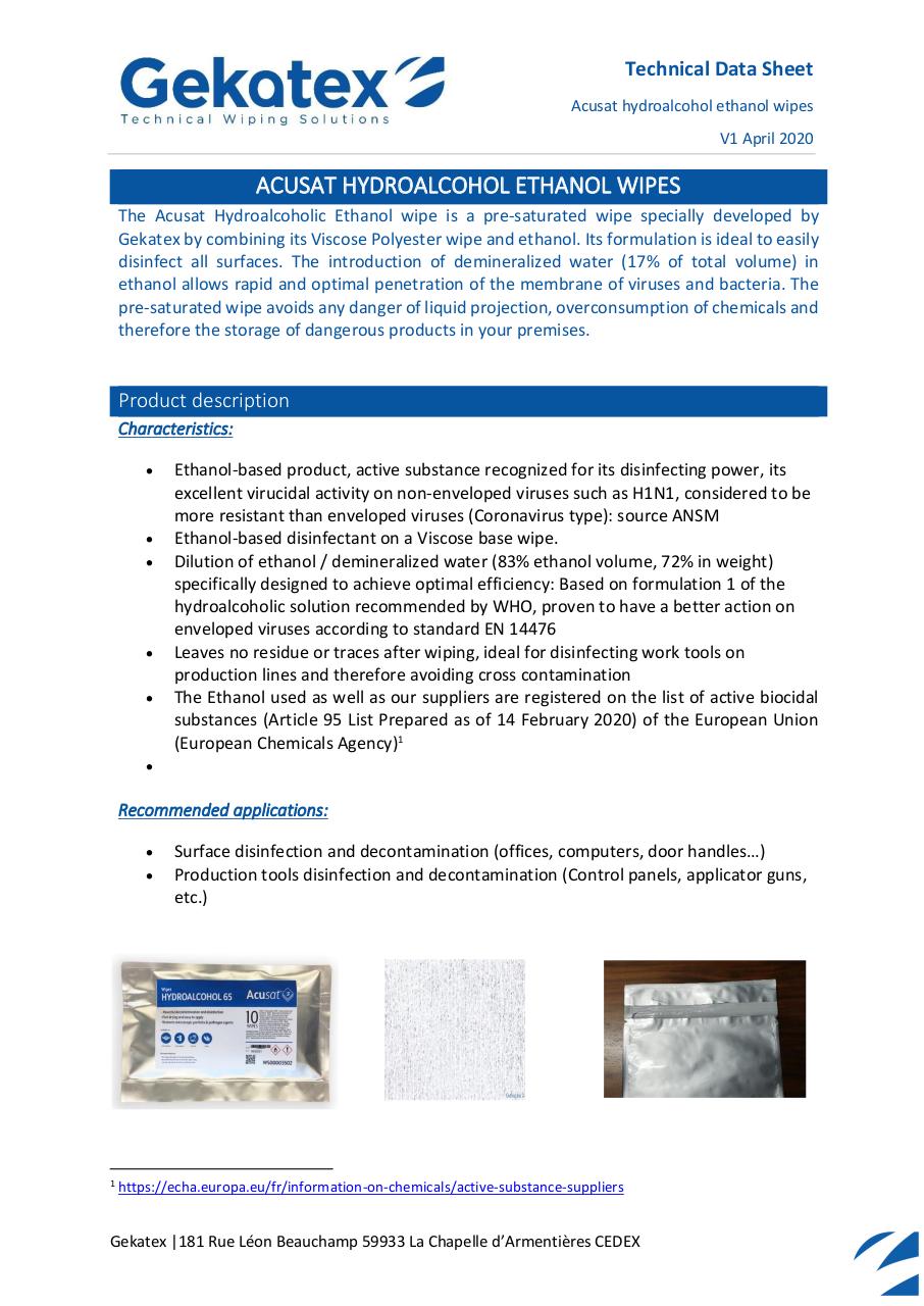 Aperçu du document TDS - WS0003557 - Acusat HydroEthanol - ENG.pdf - page 1/3 TDS - WS0003557 - Acusat HydroEthanol - ENG.pdf - page 1/3