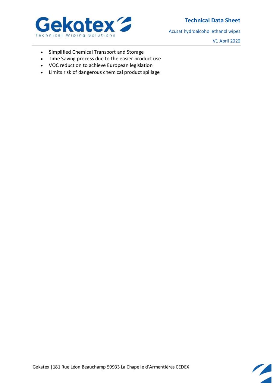 Aperçu du document TDS - WS0003557 - Acusat HydroEthanol - ENG.pdf - page 3/3 TDS - WS0003557 - Acusat HydroEthanol - ENG.pdf - page 3/3