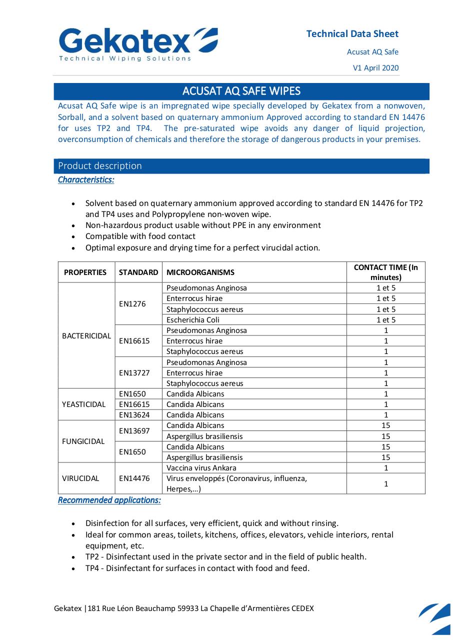 Aperçu du document TDS - WS0003629 - Acusat AQ Safe - ENG.pdf - page 1/2 TDS - WS0003629 - Acusat AQ Safe - ENG.pdf - page 1/2