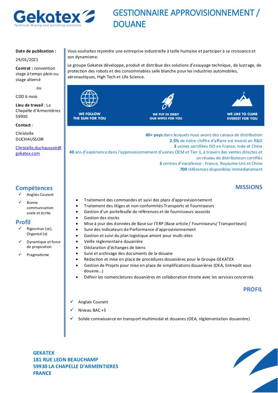 Aperçu du document Poste Gestion Approvisionnement et Douane.pdf - page 1/1